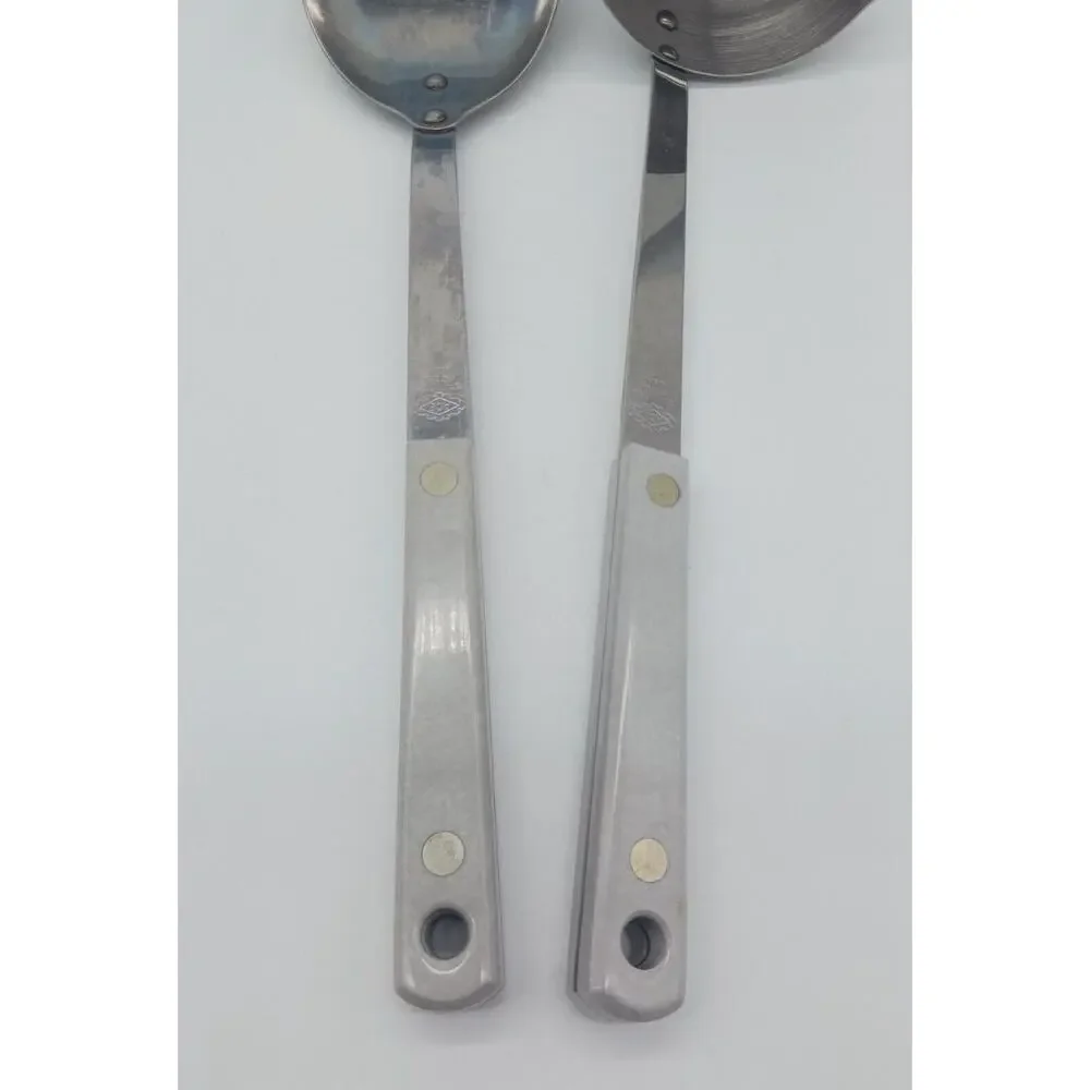 Vintage Ace Soup Ladle Serving Spoon Light Gray Handle Lot of 2 Stainless USA
